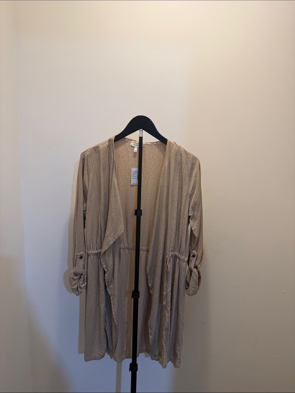 Maurices Beige Top with Woven Multicolor Trim